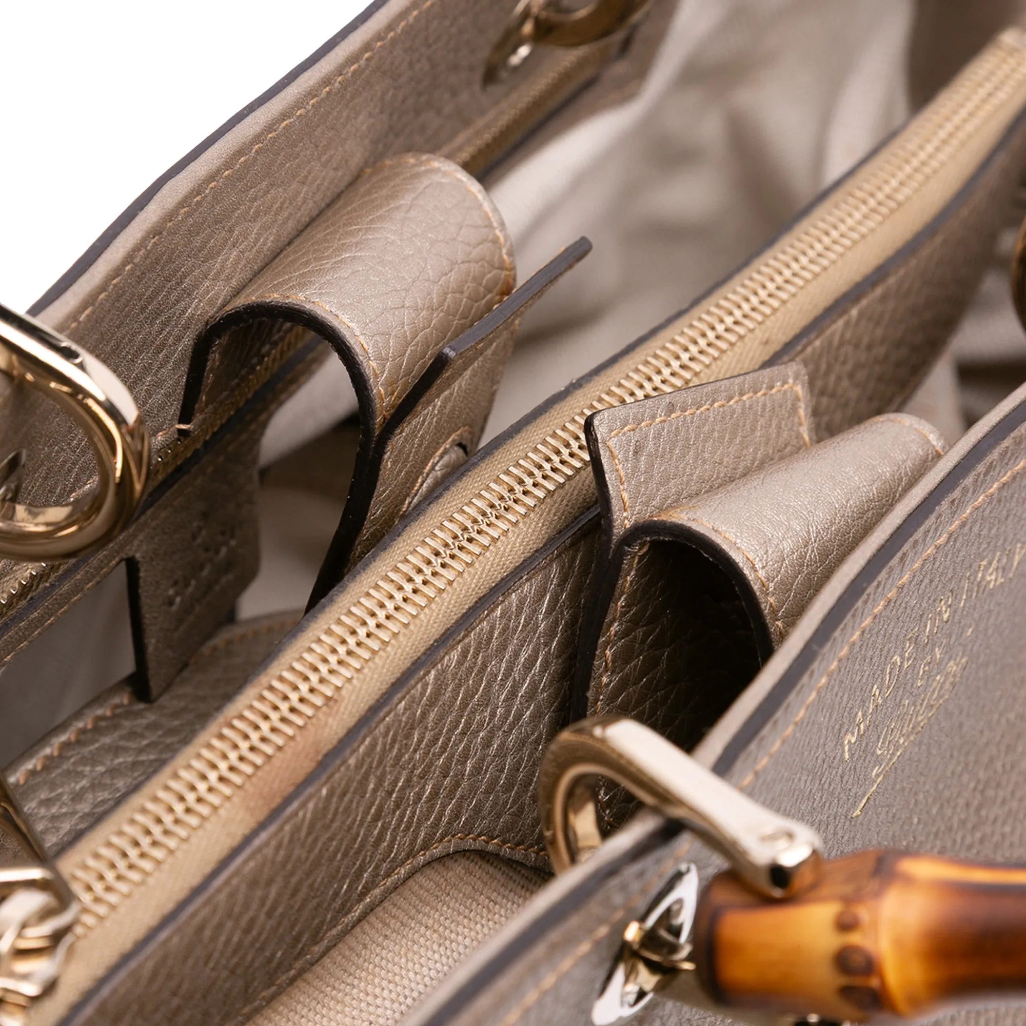Medium Calfskin Bamboo Shopper Satchel