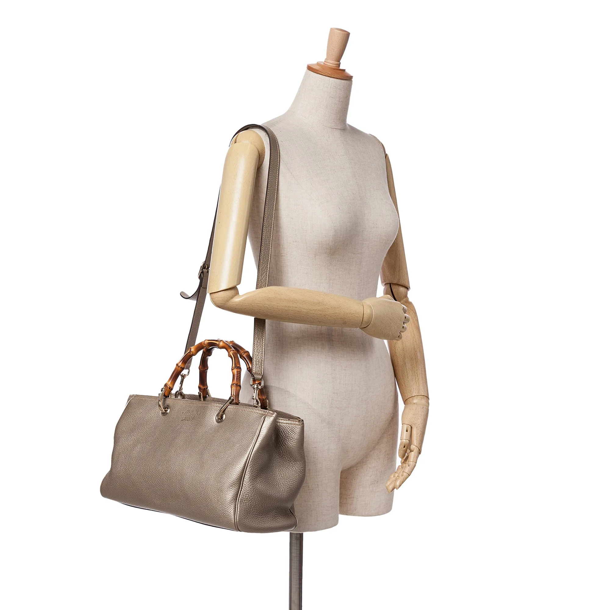 Medium Calfskin Bamboo Shopper Satchel