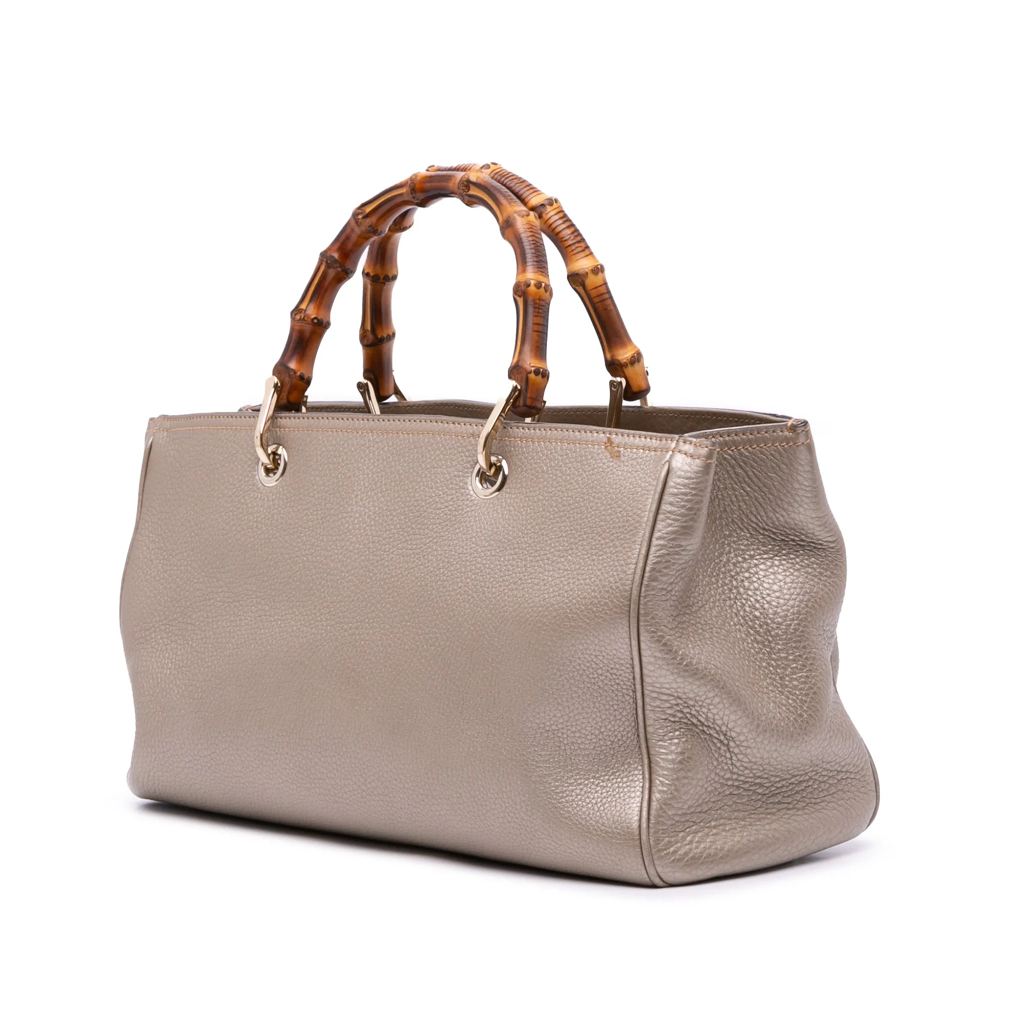 Medium Calfskin Bamboo Shopper Satchel
