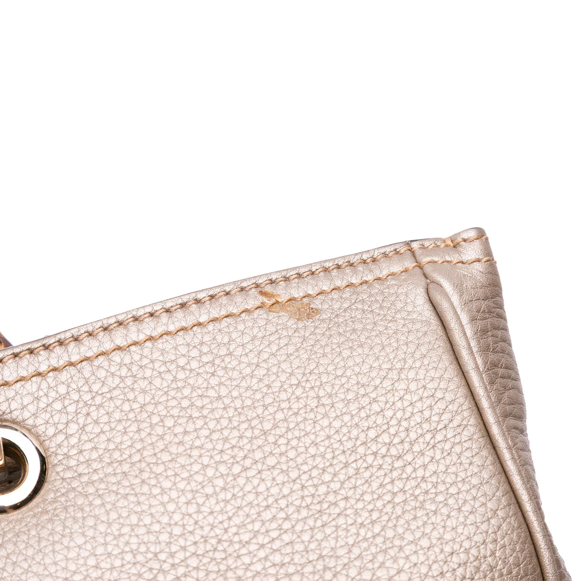 Medium Calfskin Bamboo Shopper Satchel