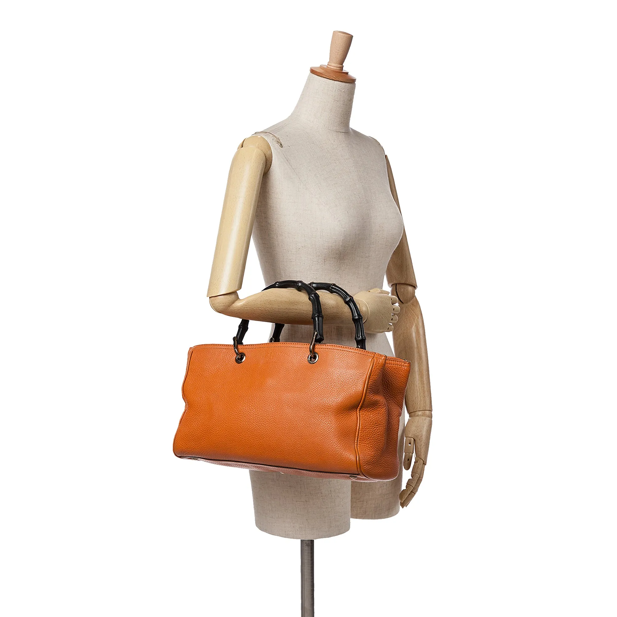 Medium Calfskin Bamboo Shopper Satchel