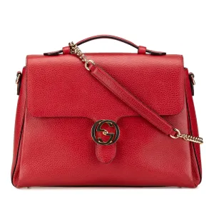 Medium Dollar Calf Interlocking G Satchel