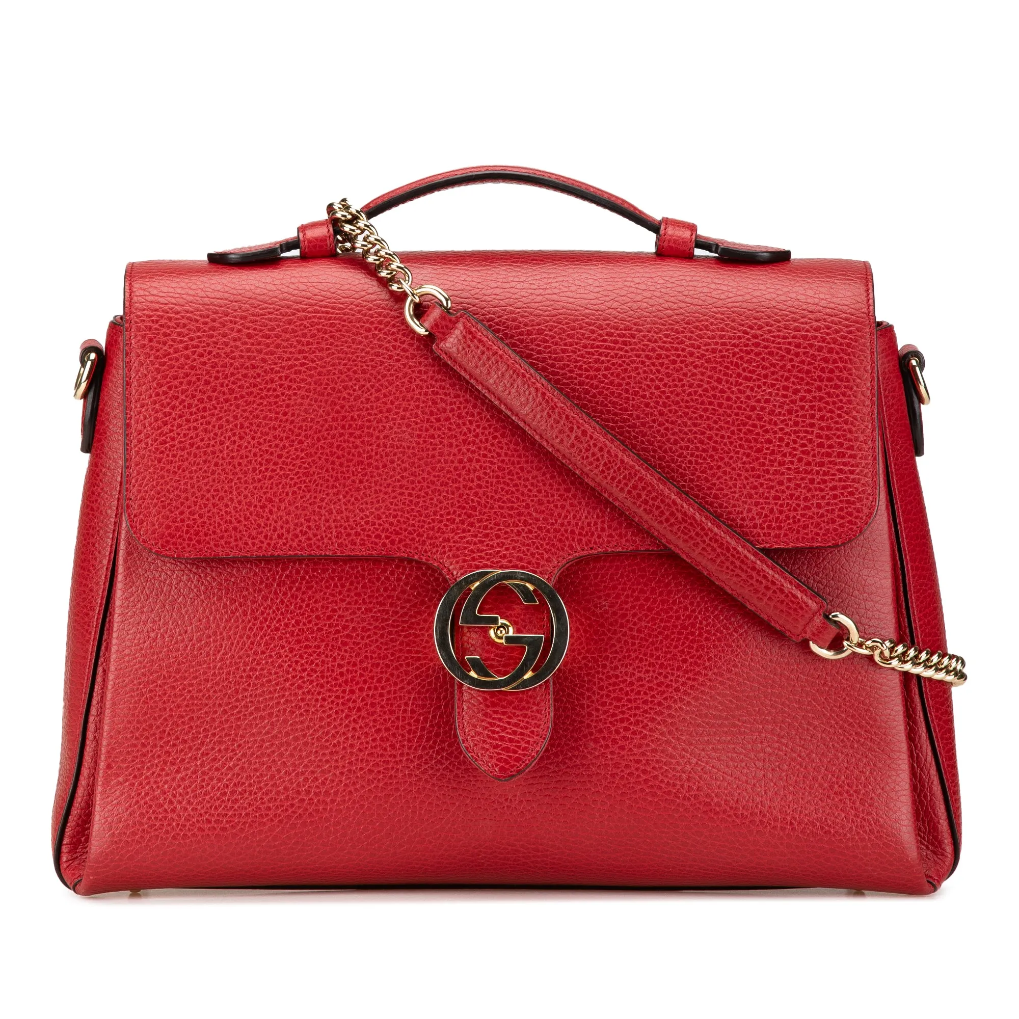 Medium Dollar Calf Interlocking G Satchel