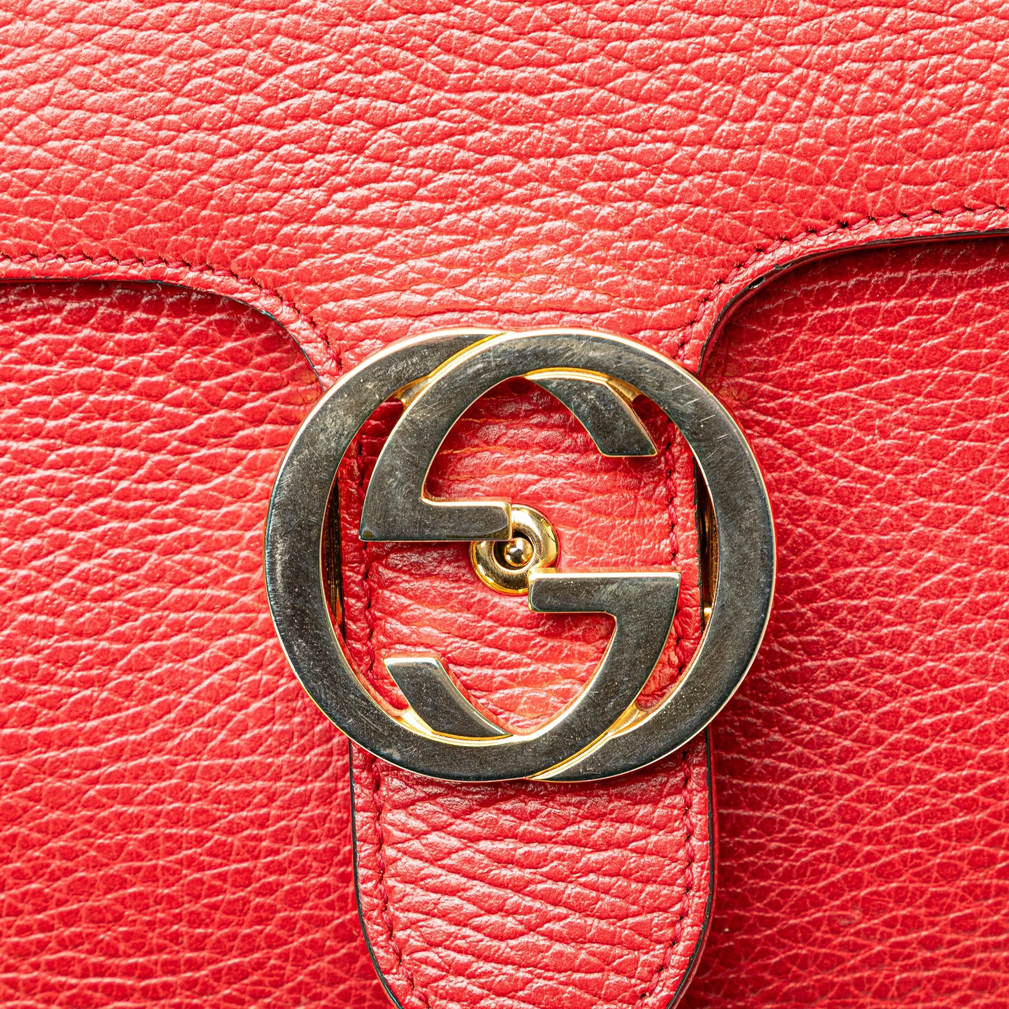 Medium Dollar Calf Interlocking G Satchel