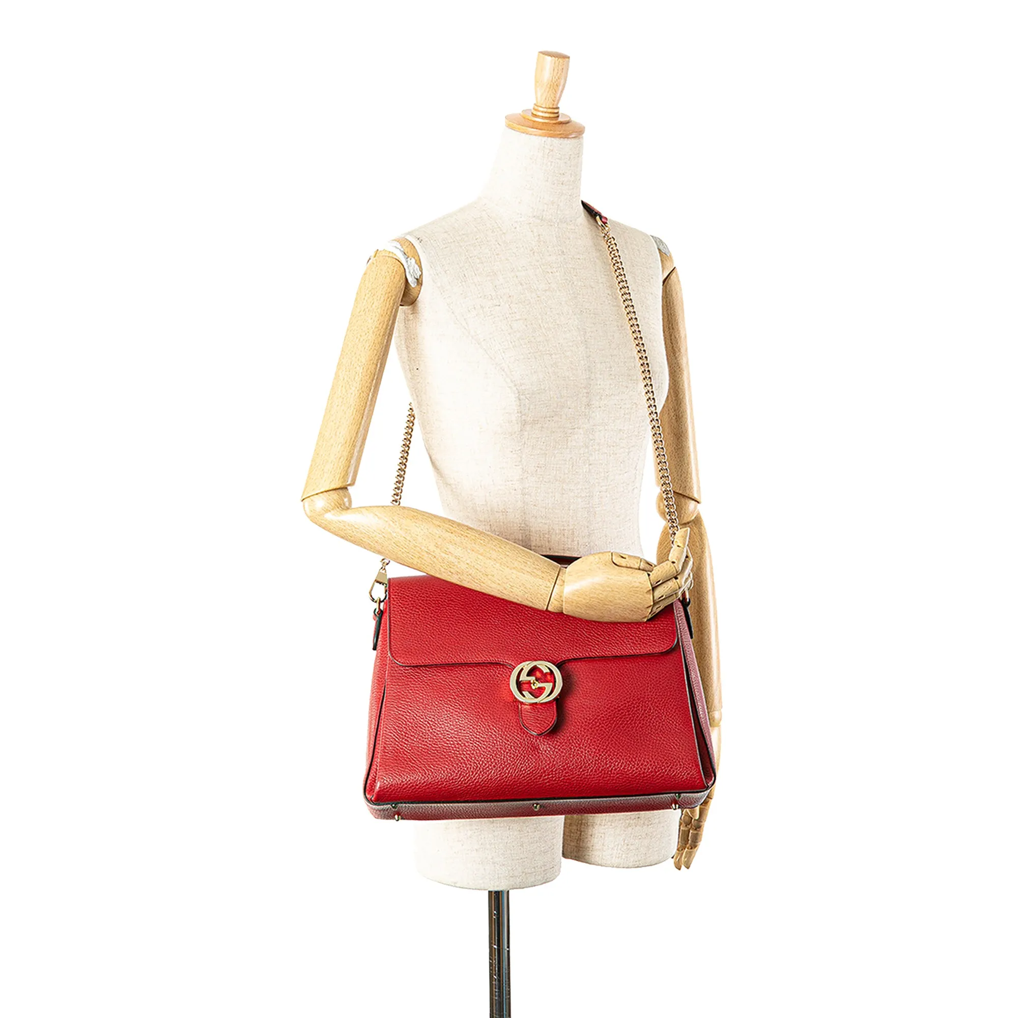 Medium Dollar Calf Interlocking G Satchel