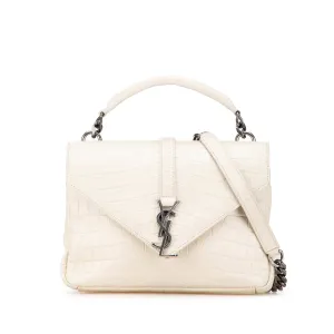 Medium Embossed Calfskin College Satchel