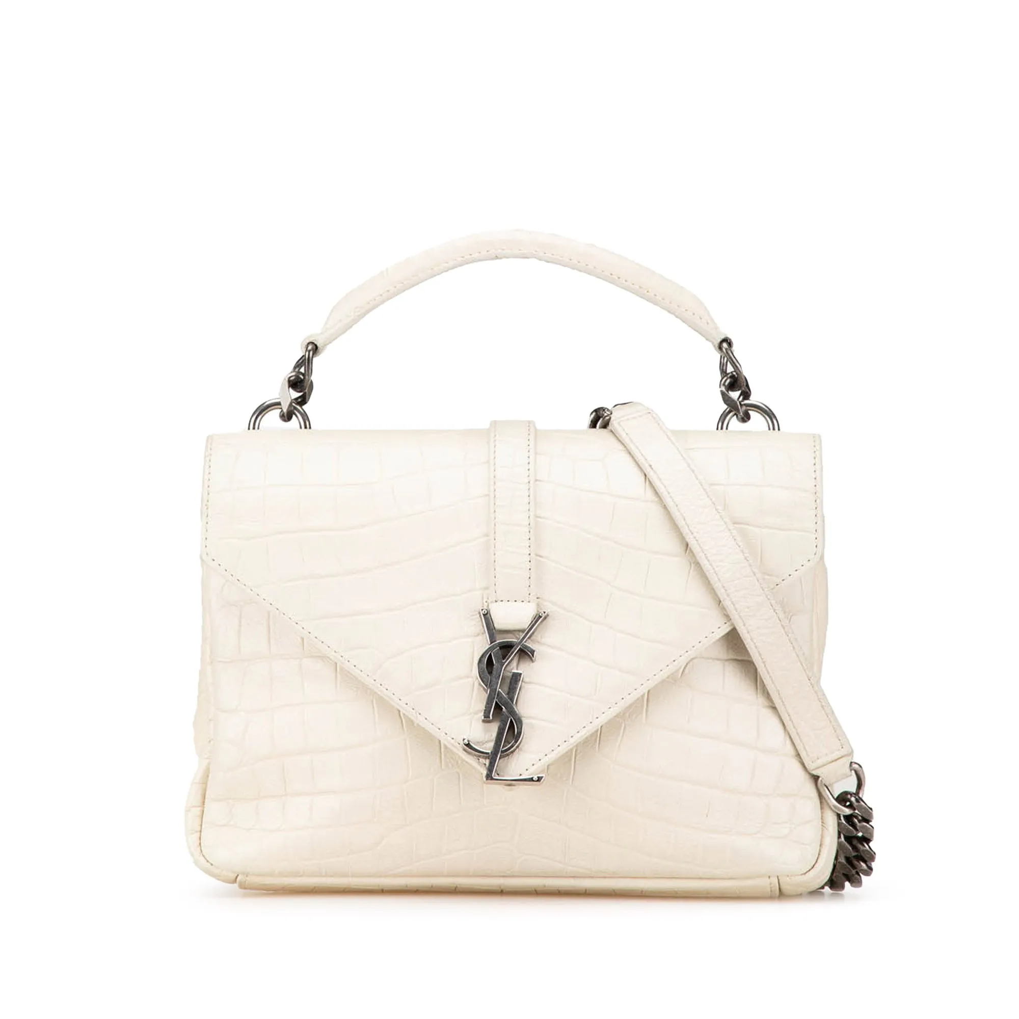Medium Embossed Calfskin College Satchel