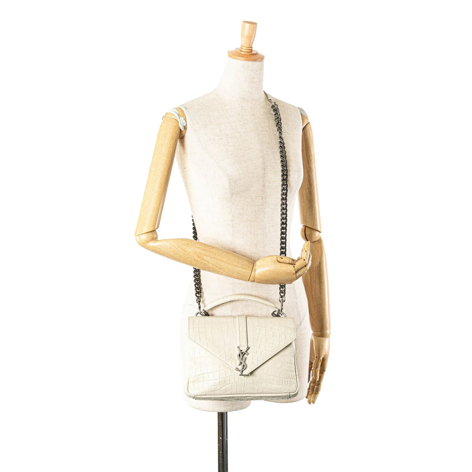 Medium Embossed Calfskin College Satchel