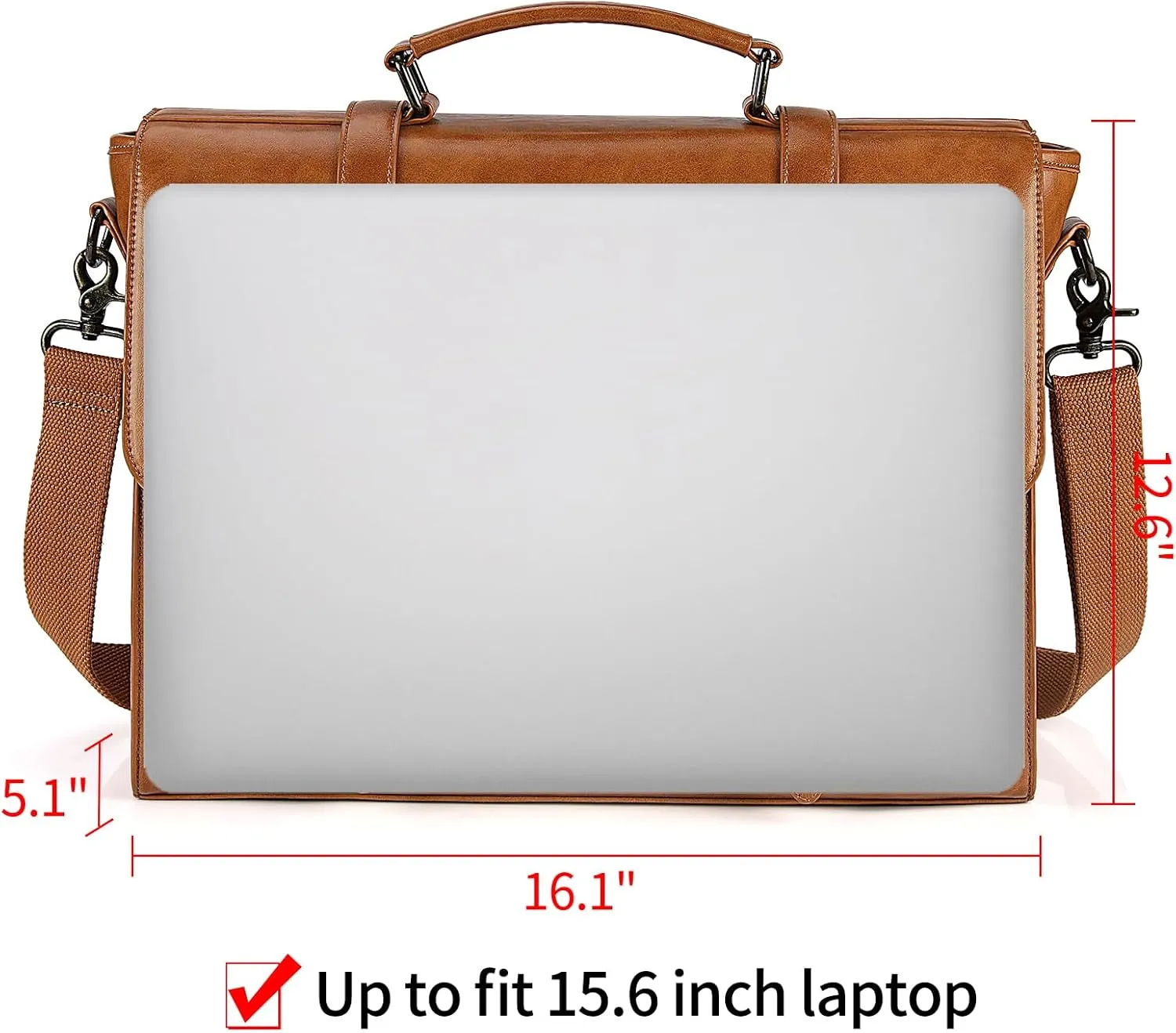 Mens Messenger Bag Vintage 15.6 Inch Waterproof Leather Laptop Briefcase Large Satchel Shoulder Bag Retro Office College Computer Bag, Brown