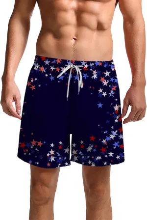 Mens Swimming Trunks Swimsuit Print Drawstring Tie Elastic Waist Casual Fashion Beach Shorts Mens Boys Shorts Man