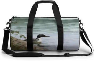 Mens Womens Gym Bag, Loon Nature Birds Print Duffle Bags,travel Gym Duffle Bag,garment Duffle Bag,gym Bag with Shoe Compartment