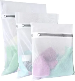 Mesh Laundry Bag Laundry Bag Zippe Washing Machines Dirty Reusable Lingerie Coarse Net Mesh Basket Travel Shoes Bras Bag Basket Clothes Organizer(Zippers Fine 3pcs)