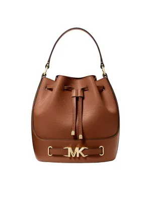 Michael Kors Reed Medium Belted Bucket Messenger Leather Bag Luggage