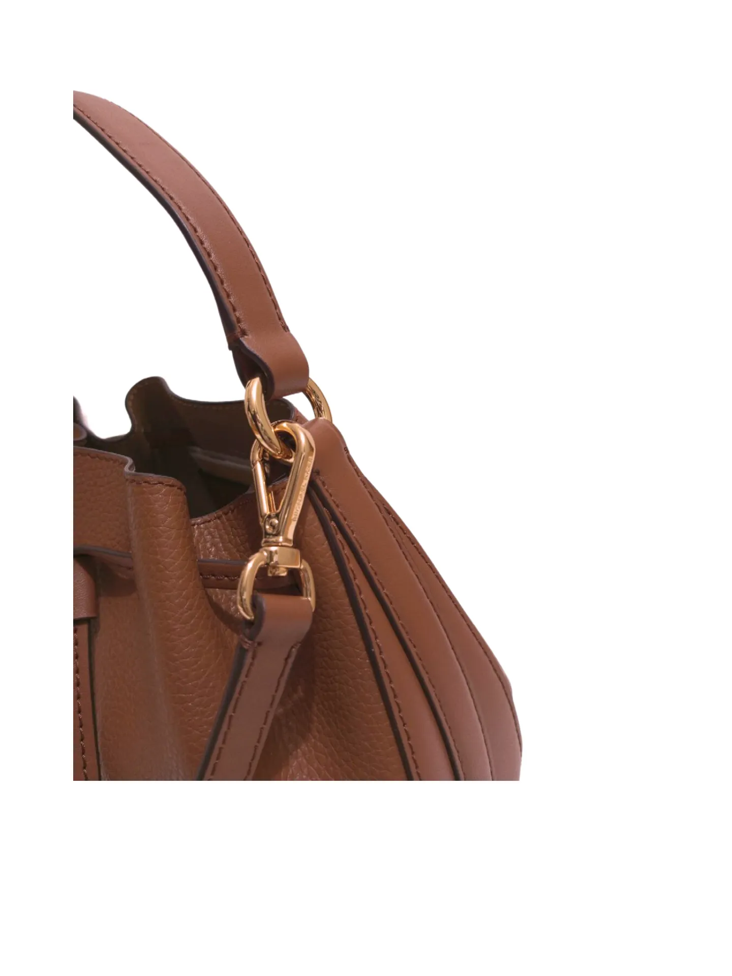Michael Kors Reed Medium Belted Bucket Messenger Leather Bag Luggage