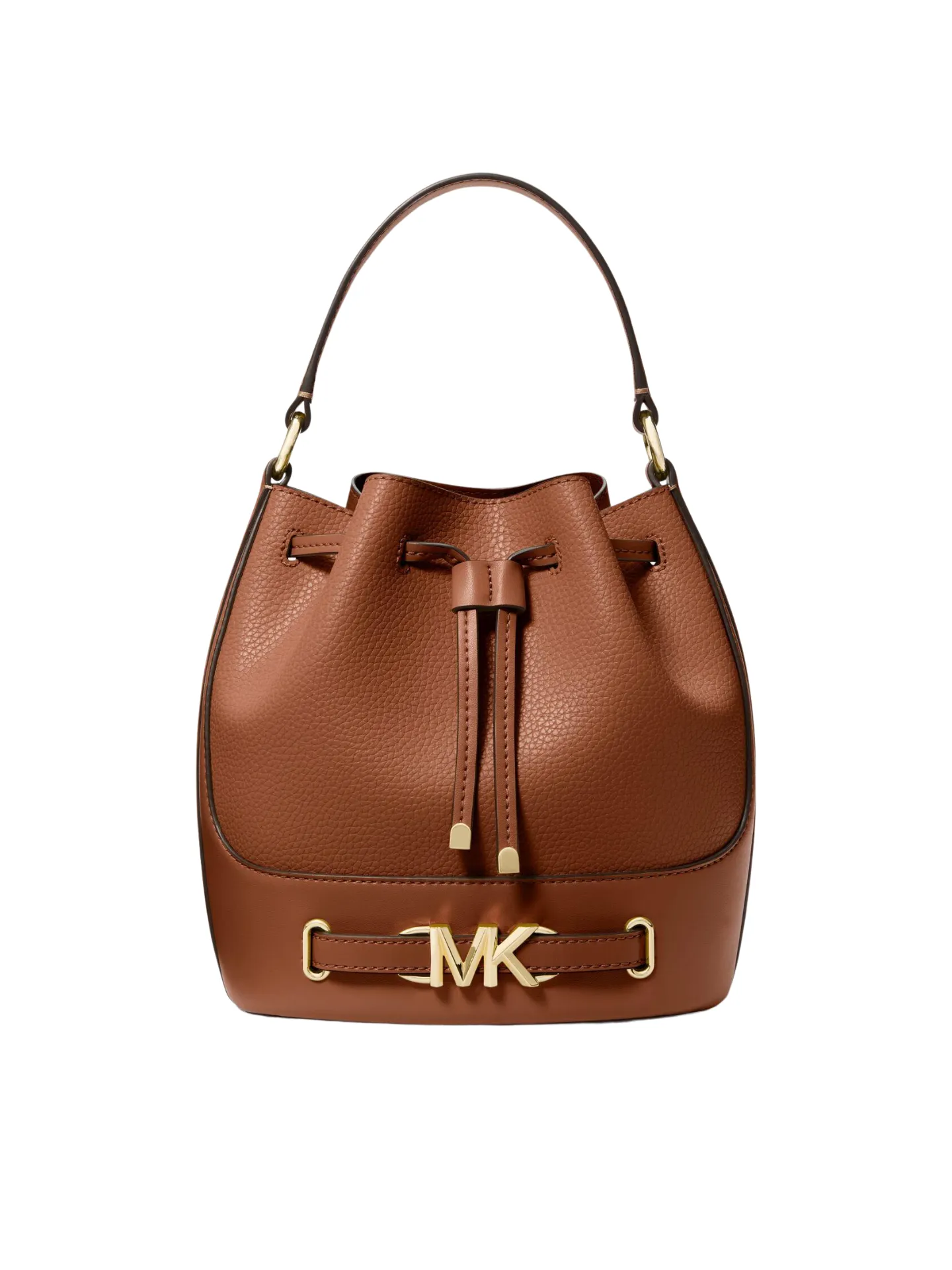 Michael Kors Reed Medium Belted Bucket Messenger Leather Bag Luggage