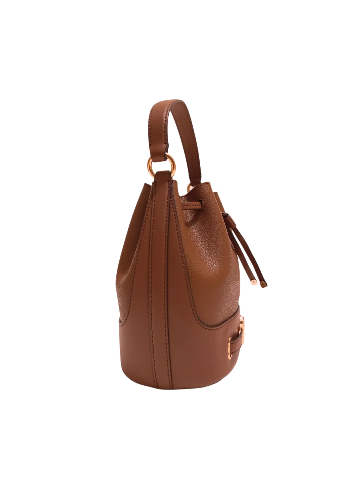 Michael Kors Reed Medium Belted Bucket Messenger Leather Bag Luggage