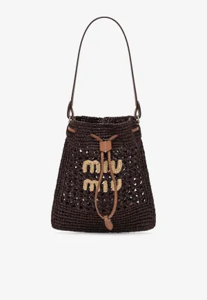 Mini Logo Raffia Bucket Bag