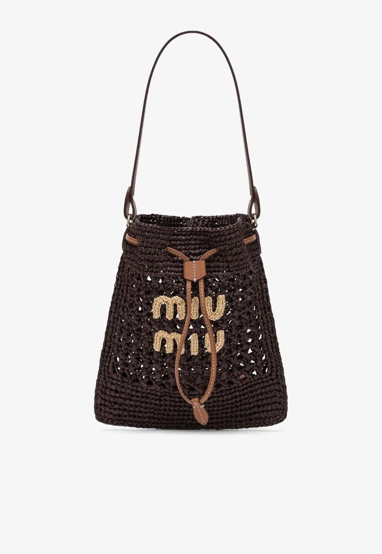 Mini Logo Raffia Bucket Bag