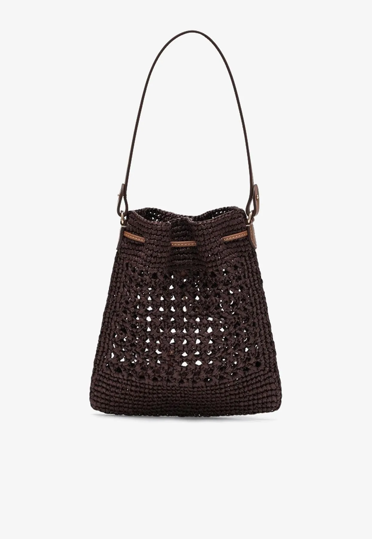 Mini Logo Raffia Bucket Bag