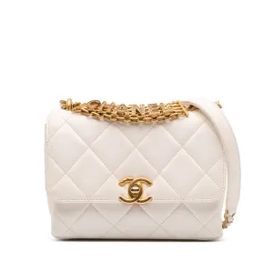 Mini Quilted Lambskin Crystal Logo Letters Chain Flap