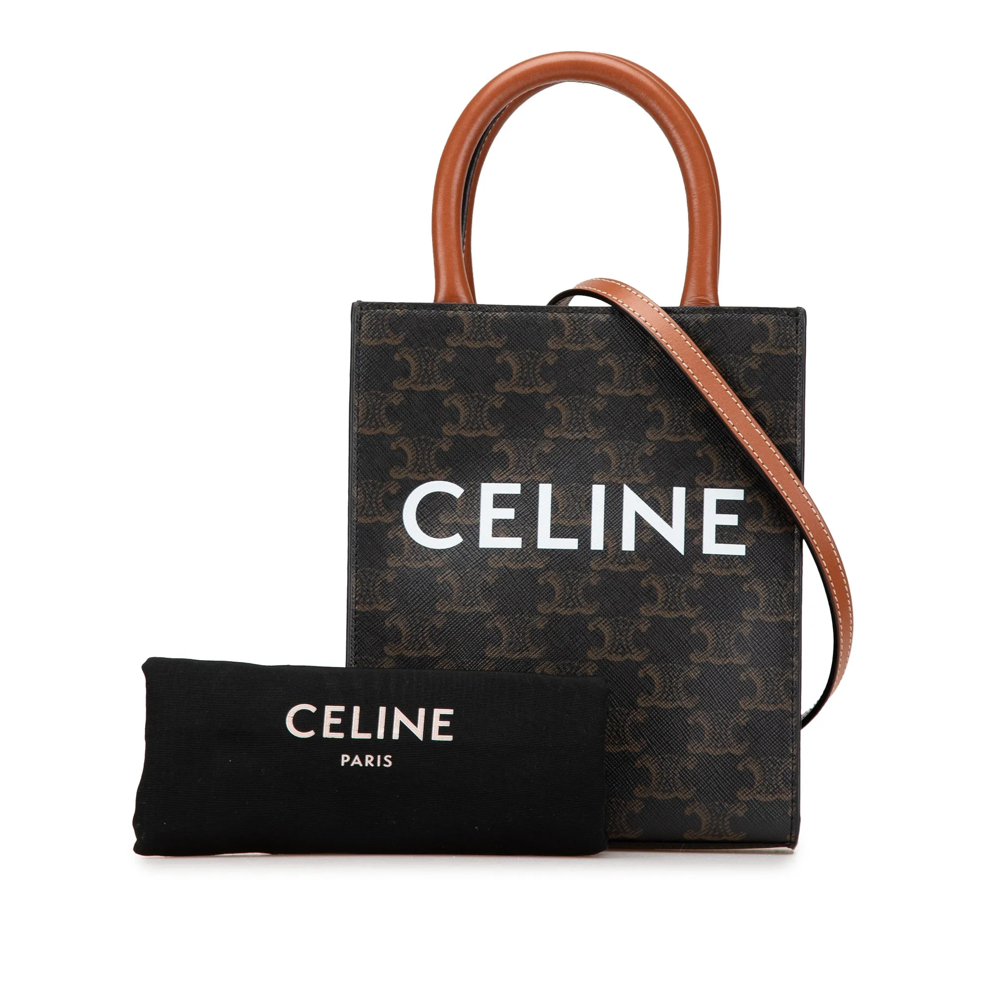 Mini Triomphe Coated Canvas Vertical Cabas Satchel