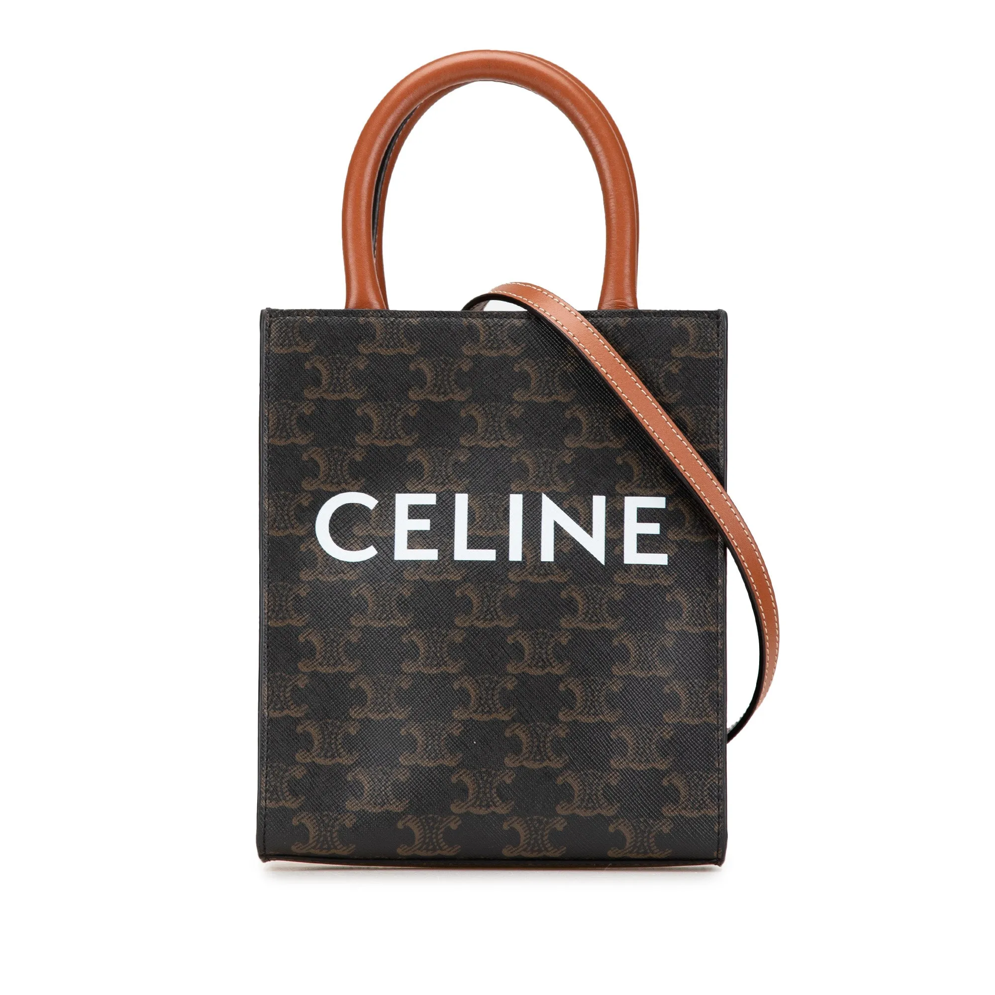 Mini Triomphe Coated Canvas Vertical Cabas Satchel