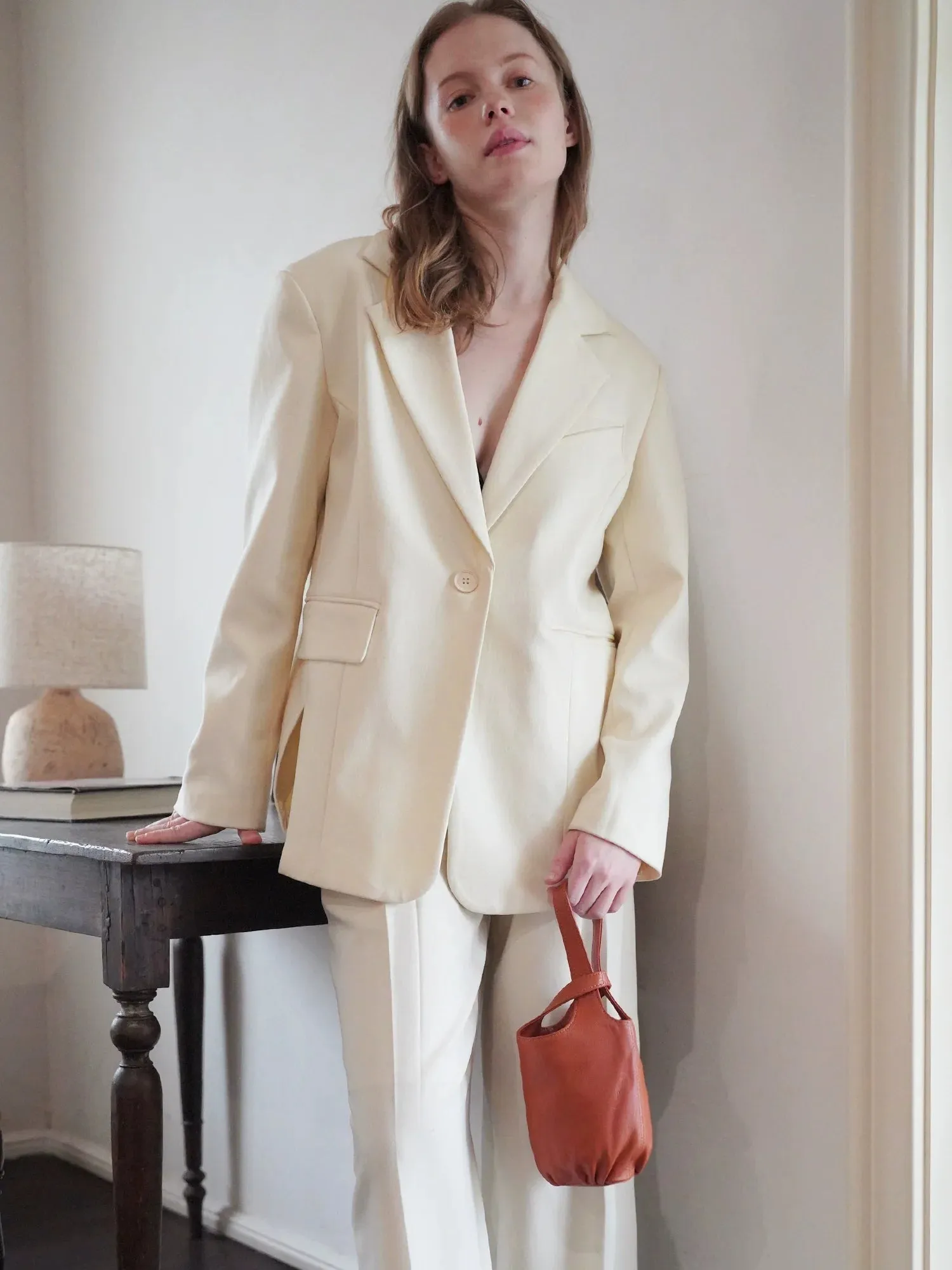 Minimalist Lambskin Bucket Bag