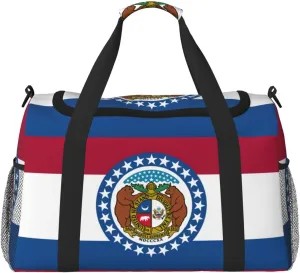 Missouri State Flag print Carry on Bag Underseat Personal Item Bag Travel Duffel Bag Gym Carry On Sports Bag