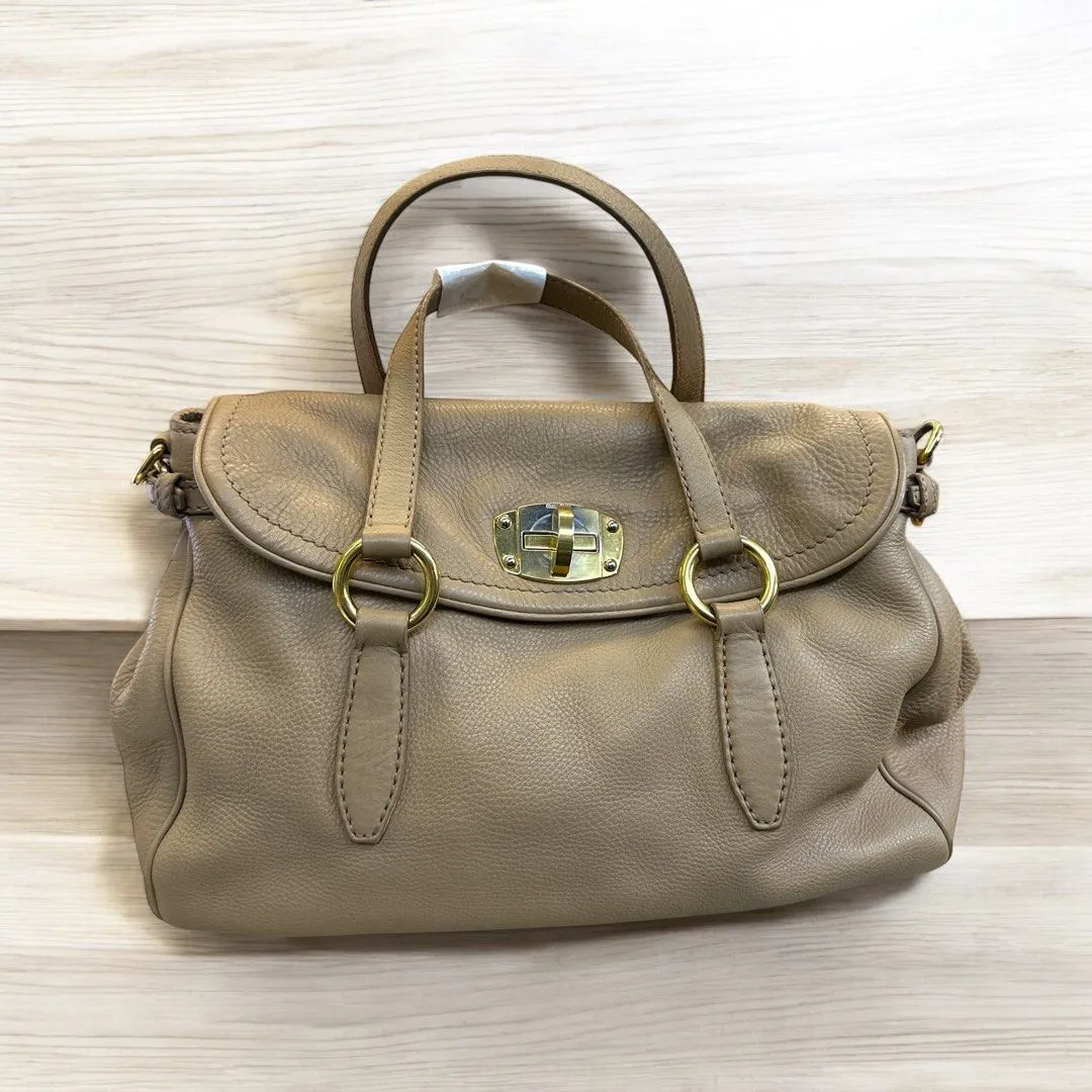 Miu Miu Grained Leather Convertible Satchel (H23 x L36 x W15 cm)