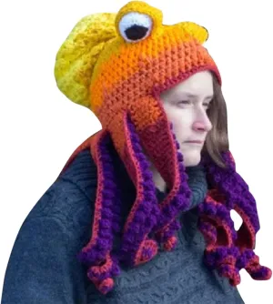 Miyaomn Women Men Cute Novelty Octopus Hat Adult Knitted Winter Crochet Hat Soft Warm Cartoon Beanie Hat Funny