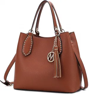 MKF Collection Hobo Bag for Women, Vegan Leather Tassel Shoulder Bag Handbag Purse, Double Handle Crossbody bag by Mia K