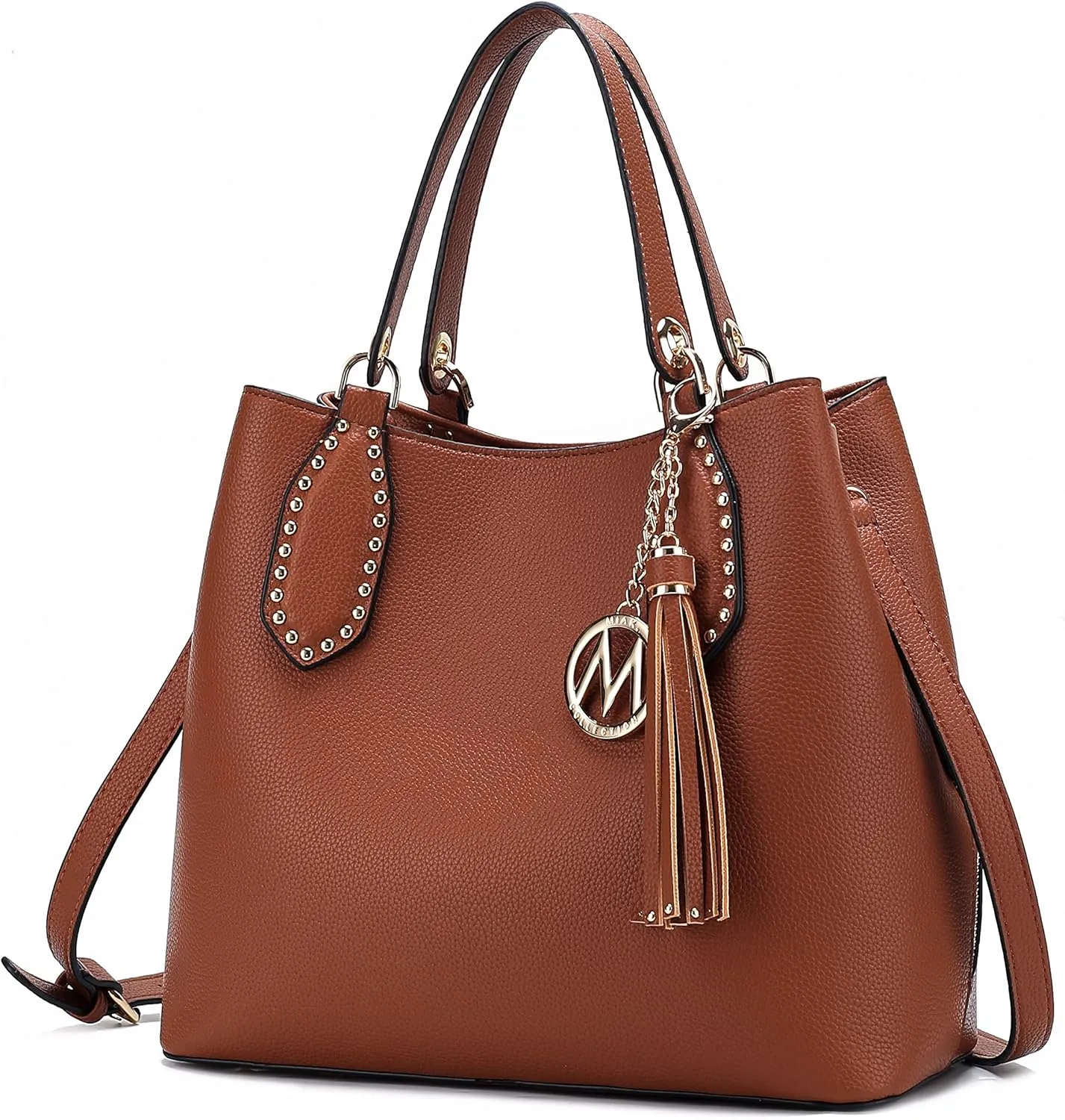 MKF Collection Hobo Bag for Women, Vegan Leather Tassel Shoulder Bag Handbag Purse, Double Handle Crossbody bag by Mia K