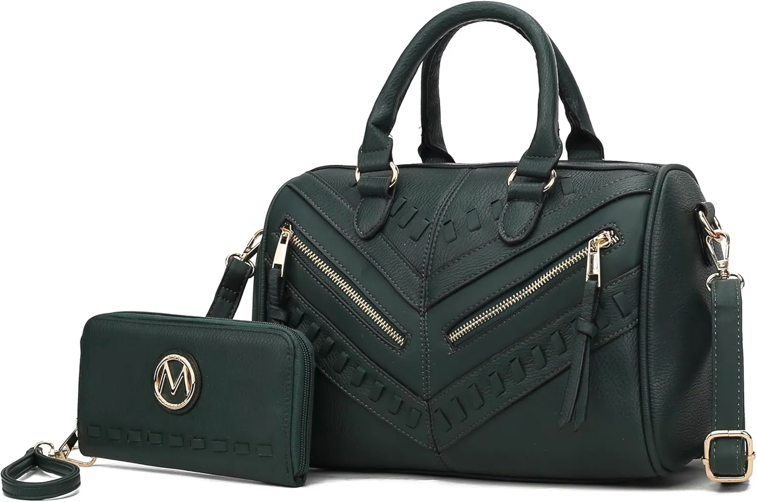 MKF Collection Women's Satchel Bag with Wallet, Vegan Leather Top Handle Shoulder Handbag Crossbody Purse