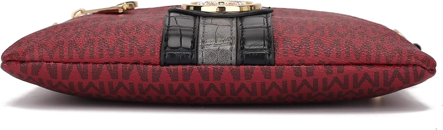 MKF Crossbody Bag for Women, Wristlet Strap – PU Leather Shoulder Handbag – Small Pocketbook Messenger Purse Black