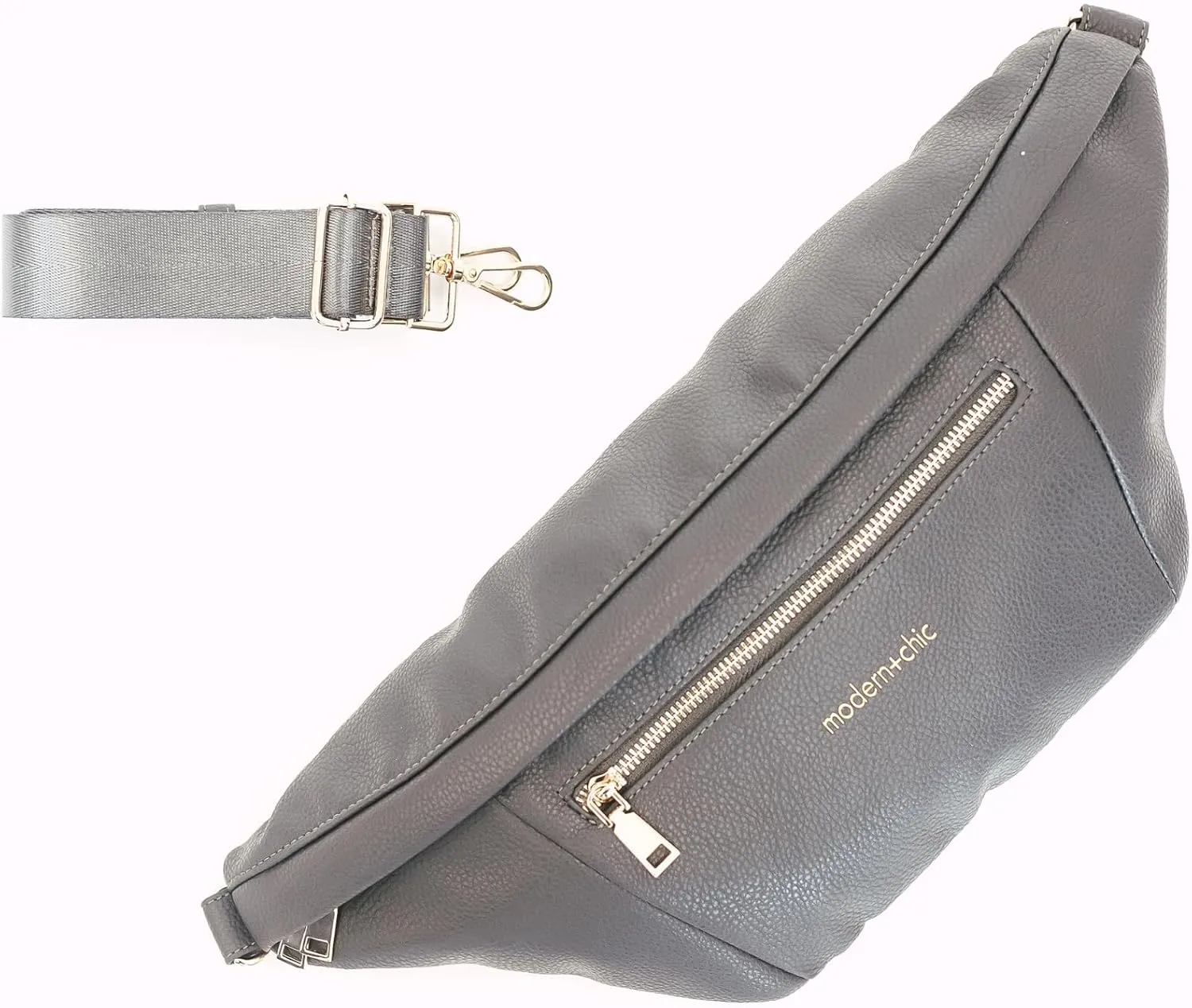 Modern Chic Sling Bags for Women - Presley Oversized Sling Bag, Vegan Leather Crossbody Bag with Strap & Multiple Pockets (Charcoal)