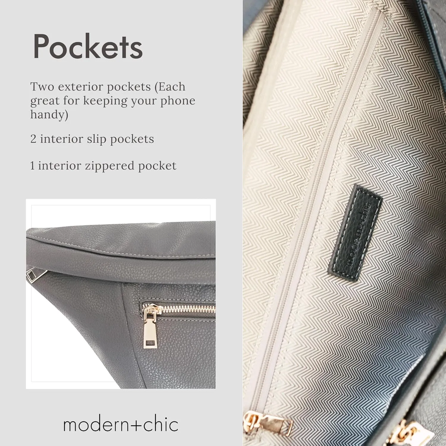 Modern Chic Sling Bags for Women - Presley Oversized Sling Bag, Vegan Leather Crossbody Bag with Strap & Multiple Pockets (Charcoal)