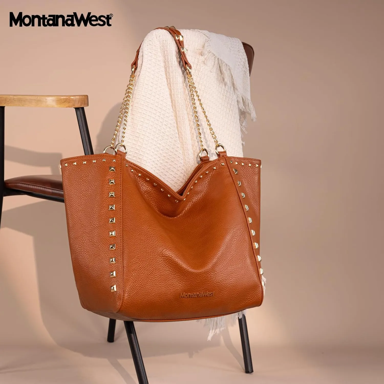 Montana West Large Tote Bag for Women Oversized Shoulder Purses with Chain Handbags