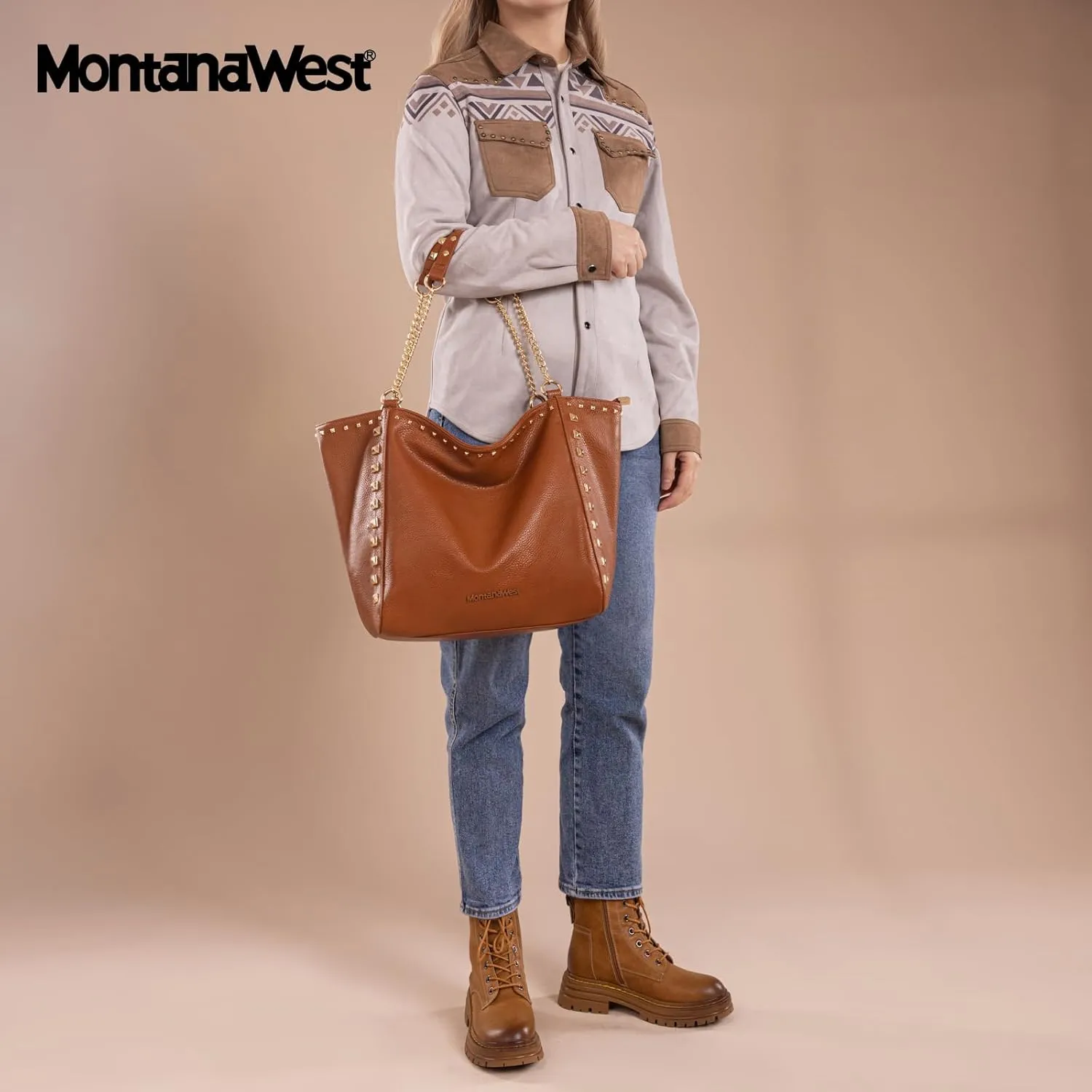 Montana West Large Tote Bag for Women Oversized Shoulder Purses with Chain Handbags
