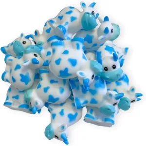 Moo Moo Suba Mini Rubber Cows 20pk Blue 2.7” Ducks Put with Cards Tags I Love Your SUV Game Bulk QR Car Decal Cow Vehicle