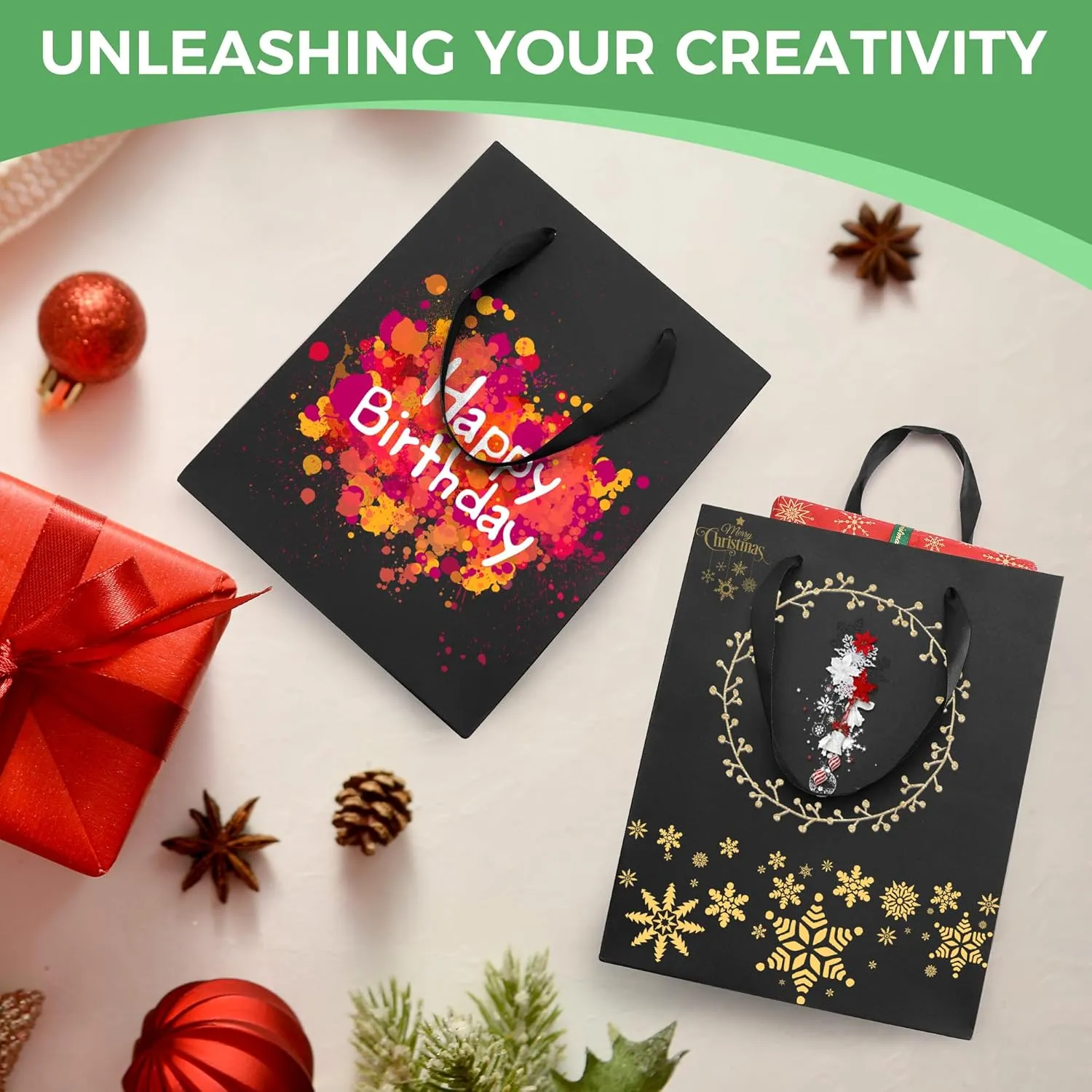 MOXARYSU Black Gift Bags With Handles: 8x5x10 Inch 30pcs Black Paper Bags Medium Bulk For Party Shopping Birthday Wedding (M, 30)