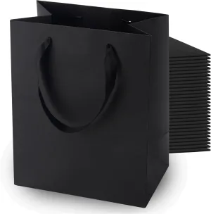MOXARYSU Black Gift Bags With Handles: 8x5x10 Inch 30pcs Black Paper Bags Medium Bulk For Party Shopping Birthday Wedding (M, 30)