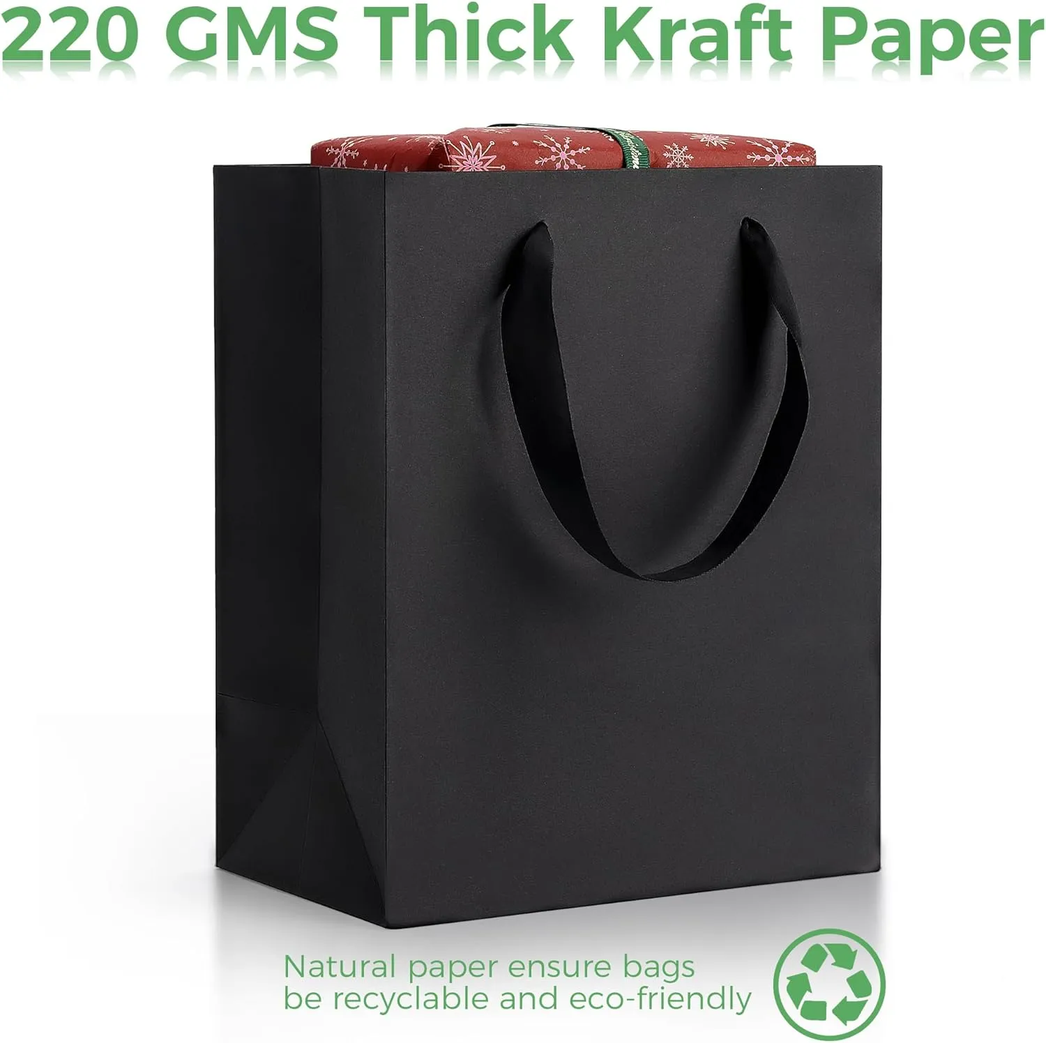 MOXARYSU Black Gift Bags With Handles: 8x5x10 Inch 30pcs Black Paper Bags Medium Bulk For Party Shopping Birthday Wedding (M, 30)