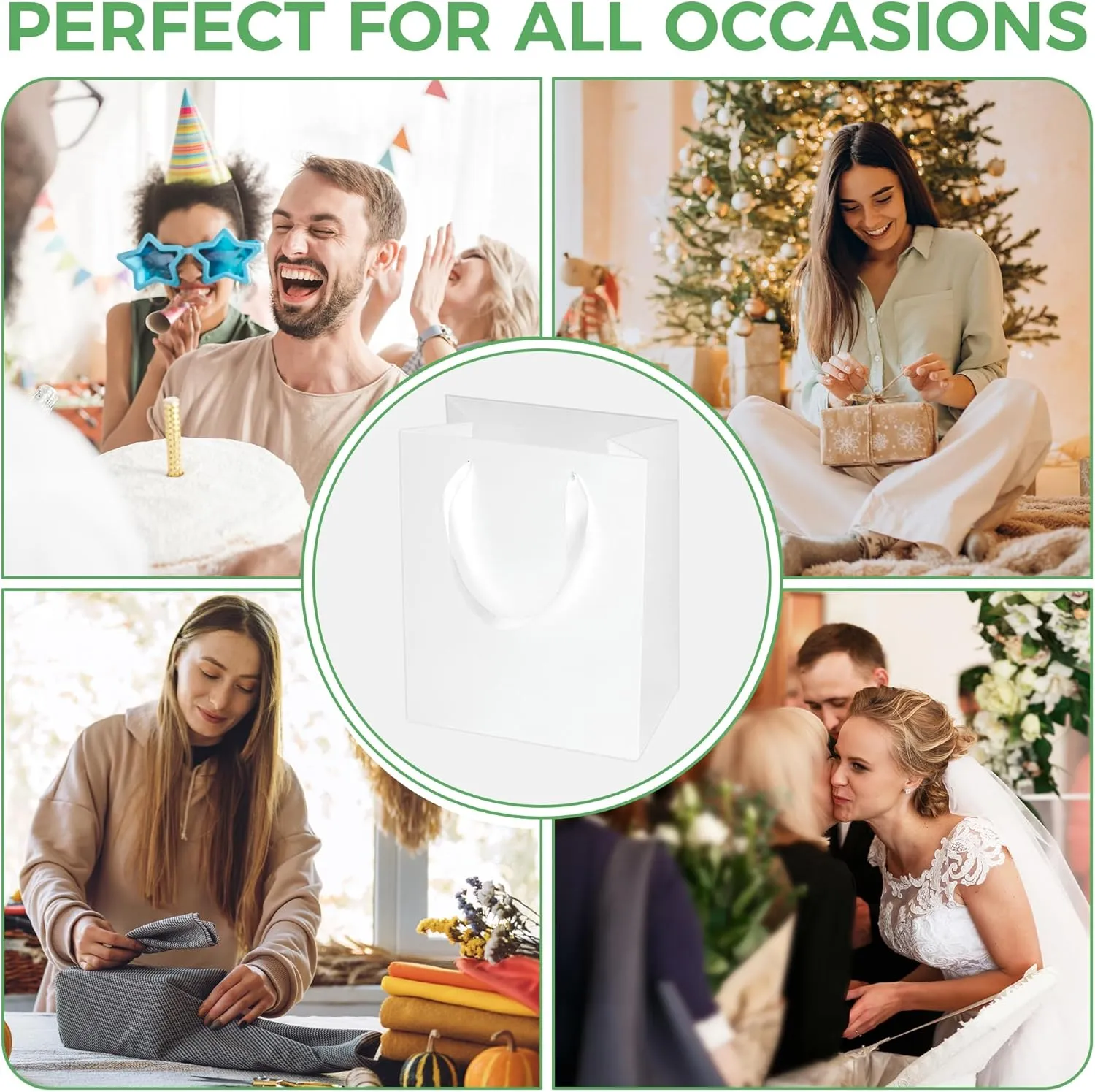 MOXARYSU White Gift Bags With Handles: 8x5x10 Inch 30pcs Medium Paper Gags Bulk For Birthday Wedding Party Shopping