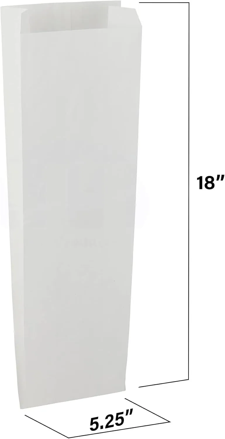 MT Products White Paper bread bags for homemade bread - 5.25" x 3.25" x 18" (Pack of 50) - Made in the USA