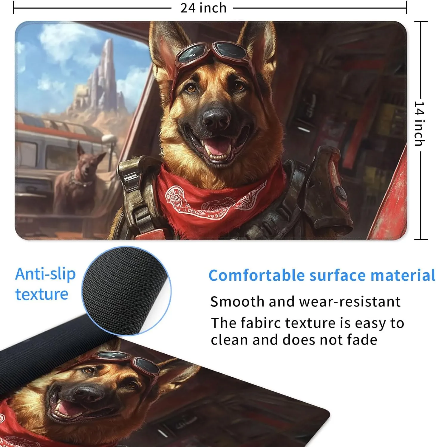 MTG Playmat Size 24x14in - Magic The Gathering Playmat for TCG - Card Playmat for Magic, with Free Storage Bags, Perfect for Card Games and Collectibles, Dogmeat, Ever Loyal