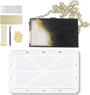 MUFUN Rectangle Resin Clutch, Unique Fashionable Bag Mold with 26pcs Tools