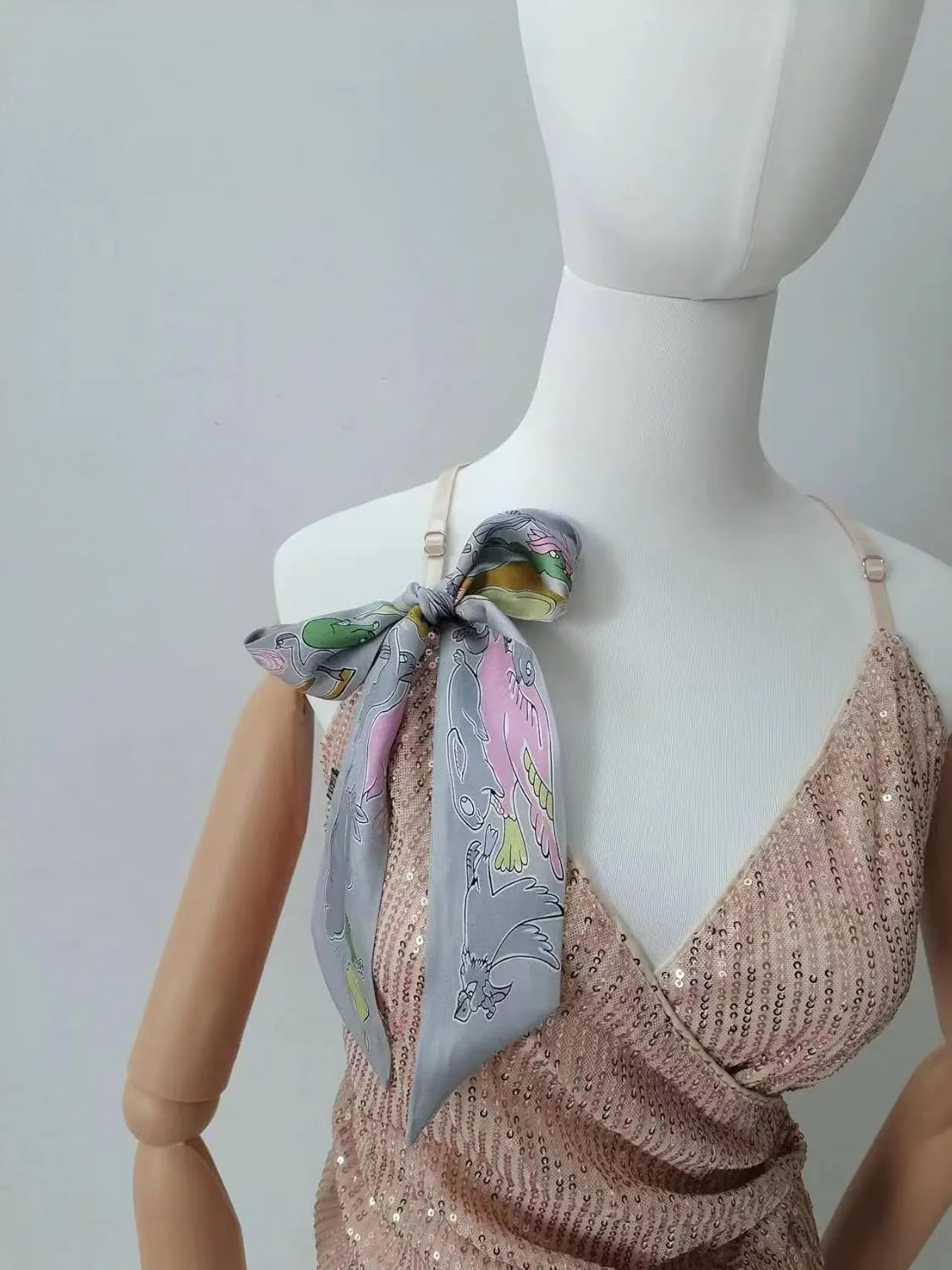 Mulberry Silk Scarf for Handbags,Bags, and Purse，2 Pcs 2"x35" Hair Ribbon Skinny Neck Fashion Scarves for Women