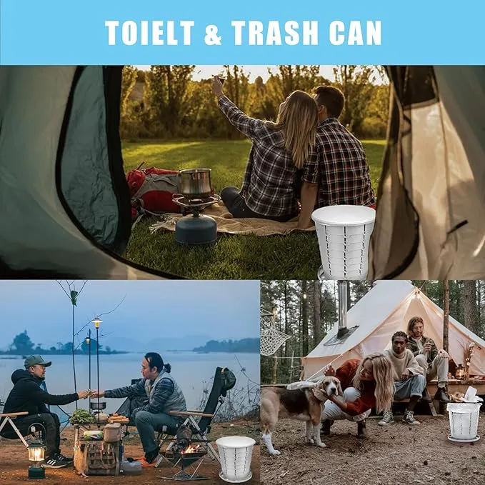 mupera Portable Toilet - Upgrade Foldable Toilet with Waste Bags and Toilet Storage Bag, Multifunctional 8 Gallon Travel Retractable Potty with Lid, for Car RV Boating