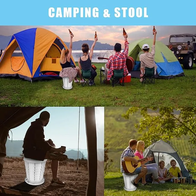 mupera Portable Toilet - Upgrade Foldable Toilet with Waste Bags and Toilet Storage Bag, Multifunctional 8 Gallon Travel Retractable Potty with Lid, for Car RV Boating