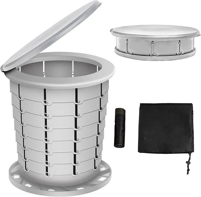 mupera Portable Toilet - Upgrade Foldable Toilet with Waste Bags and Toilet Storage Bag, Multifunctional 8 Gallon Travel Retractable Potty with Lid, for Car RV Boating